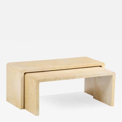 Jean Michel Frank A Nesting Set of Two Pergamino Parchment Covered Coffee Tables 