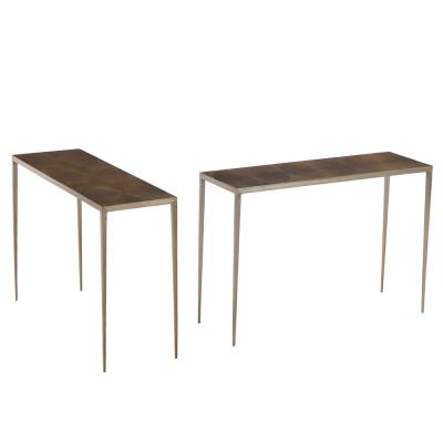 Jean Michel Frank A Pair of Bronze Wash Iron Console Tables in the manner of Jean Michel Frank 