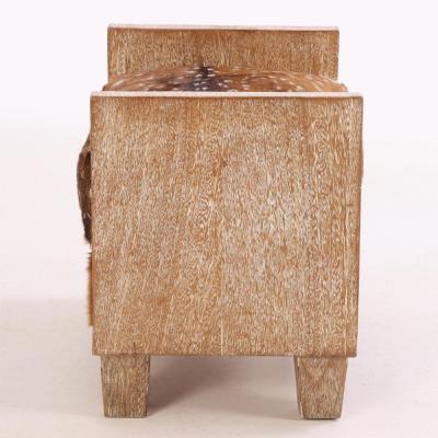 Jean Michel Frank A cerused oak cube bench with hide upholstery in manner of Jean Michel Frank 