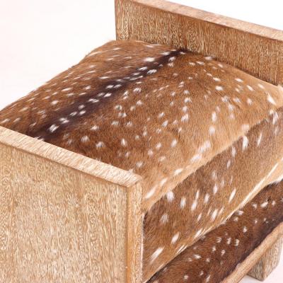 Jean Michel Frank A cerused oak cube bench with hide upholstery in manner of Jean Michel Frank 