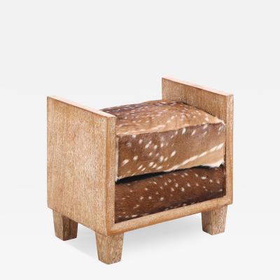 Jean Michel Frank A cerused oak cube bench with hide upholstery in manner of Jean Michel Frank 