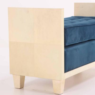 Jean Michel Frank A large parchment covered upholstered bench in the manner of Jean Michel Frank 