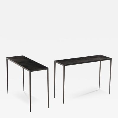 Jean Michel Frank A pair of iron console tables in the manner of Jean Michel Frank 