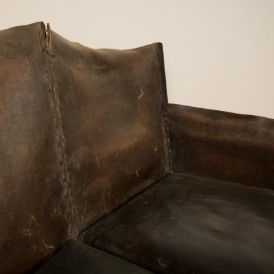 Jean Michel Frank An iron and leather Jean Michel Frank style settee
