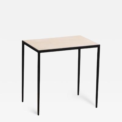 Jean Michel Frank An iron and parchment end table in the manner of Jean Michel Frank 