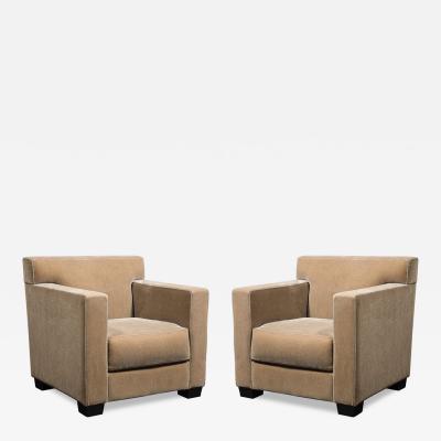 Jean Michel Frank Art Deco Mohair Club Chairs signed Jean Michel Frank for Ecart International