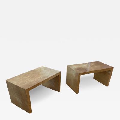 Jean Michel Frank Art Deco Style Pair of Goatskin Side Tables
