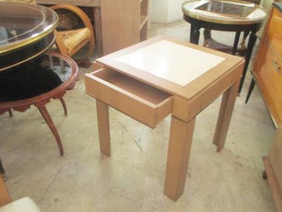 Jean Michel Frank Custom Cerused Oak Side Table with Parchment Top