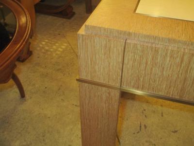 Jean Michel Frank Custom Cerused Oak Side Table with Parchment Top