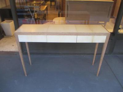 Jean Michel Frank Custom Cerused Oak and Parchment Console Table