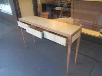 Jean Michel Frank Custom Cerused Oak and Parchment Console Table