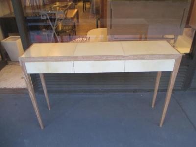 Jean Michel Frank Custom Cerused Oak and Parchment Console Table