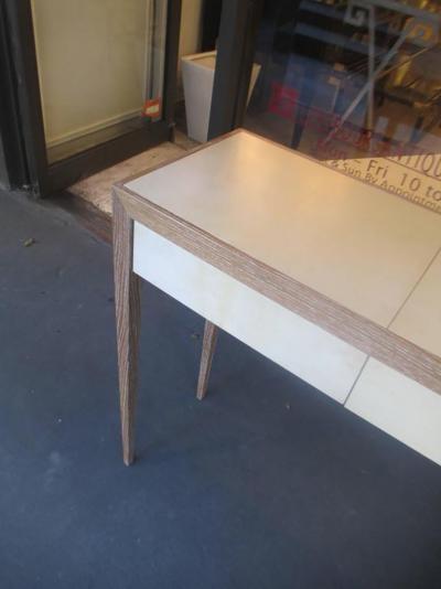 Jean Michel Frank Custom Cerused Oak and Parchment Console Table