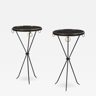 Jean Michel Frank Dramatic pair of iron tables in manner of Jean Michel Frank Contemporary 