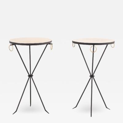 Jean Michel Frank Elegant pair of iron drinks tables in manner of Jean Michel Frank Contemporary 