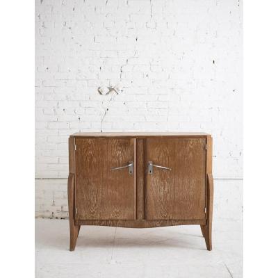 Jean Michel Frank French Art Deco Cerused Oak Server Cabinet 1940s