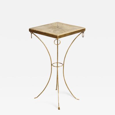 Jean Michel Frank French Art Deco Gilt Iron and Parchment Pedestal Table