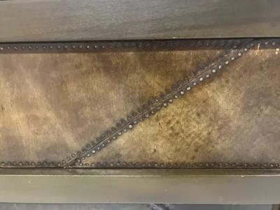 Jean Michel Frank French Mid Century Leather Parchment Sideboard Cabinet after Jean Michel Frank