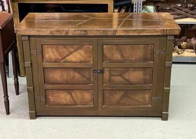 Jean Michel Frank French Mid Century Leather Parchment Sideboard Cabinet after Jean Michel Frank