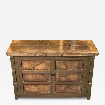 Jean Michel Frank French Mid Century Leather Parchment Sideboard Cabinet after Jean Michel Frank