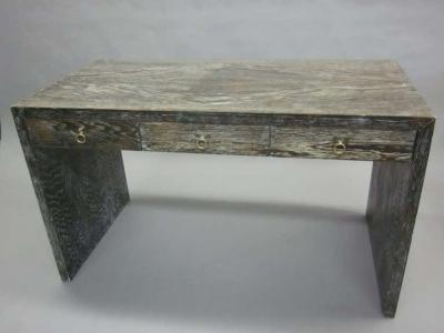 Jean Michel Frank French Mid Century Modern Cerused Oak Desk in the Manner of Jean Michel Frank
