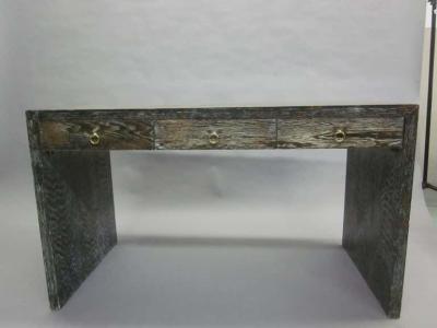 Jean Michel Frank French Mid Century Modern Cerused Oak Desk in the Manner of Jean Michel Frank