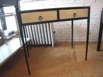 Jean Michel Frank French Mid Century Style Parchment Covered Vanity Desk Jean Michel Frank Style