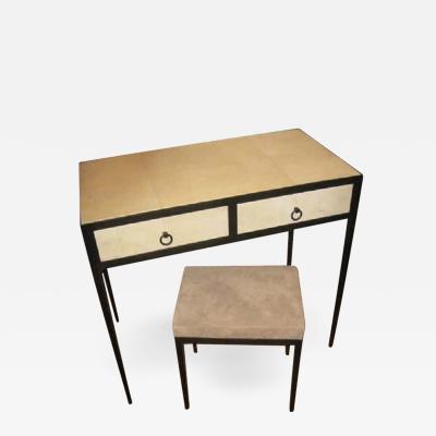 Jean Michel Frank French Mid Century Style Parchment Covered Vanity Desk Jean Michel Frank Style