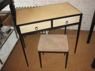 Jean Michel Frank French Mid Century Style Parchment Covered Vanity Desk Jean Michel Frank Style