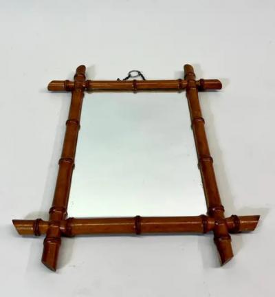 Jean Michel Frank French Mid century Modern Neoclassical Faux Bamboo Wall Mirror style JM Frank