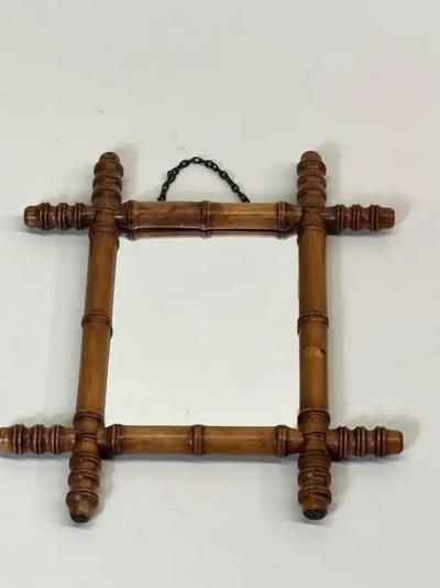 Jean Michel Frank French Mid century Modern Neoclassical Faux Bamboo Wall Mirror style JM Frank