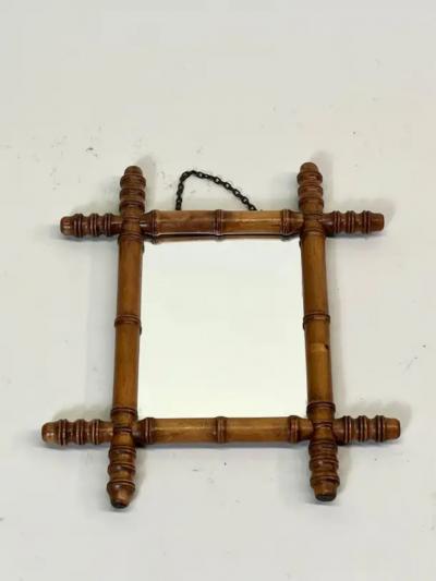 Jean Michel Frank French Mid century Modern Neoclassical Faux Bamboo Wall Mirror style JM Frank