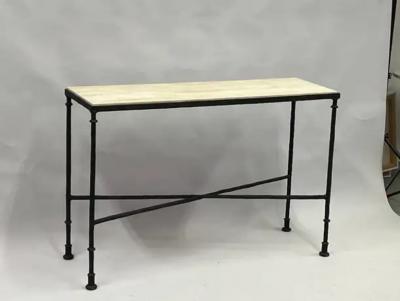 Jean Michel Frank French Midcentury Bronze Travertine Console Jean Michel Frank