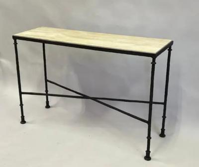 Jean Michel Frank French Midcentury Bronze Travertine Console Jean Michel Frank