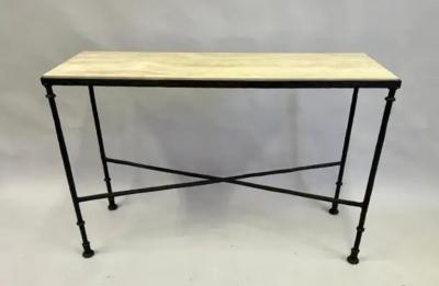 Jean Michel Frank French Midcentury Bronze Travertine Console Jean Michel Frank