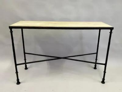 Jean Michel Frank French Midcentury Bronze Travertine Console Jean Michel Frank