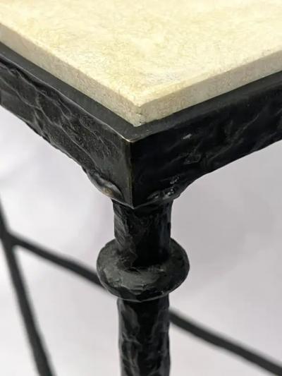 Jean Michel Frank French Midcentury Bronze Travertine Console Jean Michel Frank