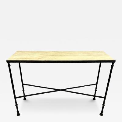 Jean Michel Frank French Midcentury Bronze Travertine Console Jean Michel Frank