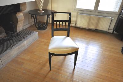 Jean Michel Frank In the Style of J M Frank Set of Chicest 6 Black Lacquered Chairs