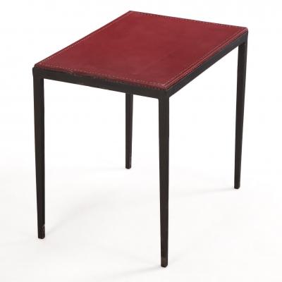 Jean Michel Frank Iron and Leather Side Table in the manner of Jean Michel Frank Contemporary
