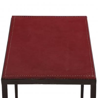 Jean Michel Frank Iron and Leather Side Table in the manner of Jean Michel Frank Contemporary