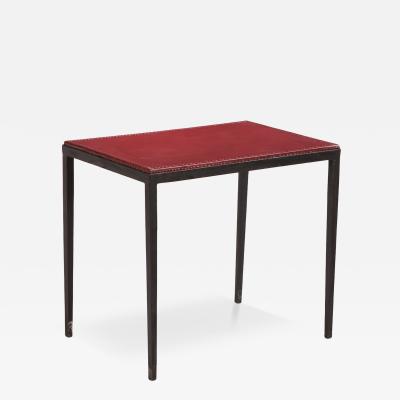 Jean Michel Frank Iron and Leather Side Table in the manner of Jean Michel Frank Contemporary
