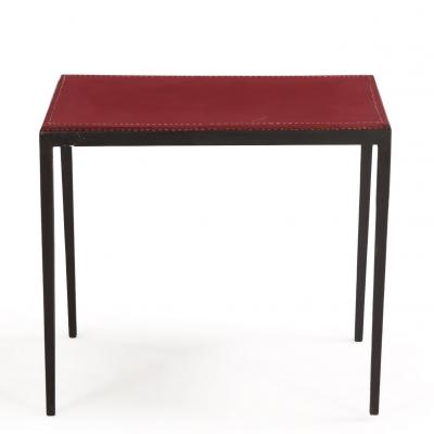 Jean Michel Frank Iron and Leather Side Table in the manner of Jean Michel Frank Contemporary