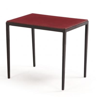 Jean Michel Frank Iron and Leather Side Table in the manner of Jean Michel Frank Contemporary