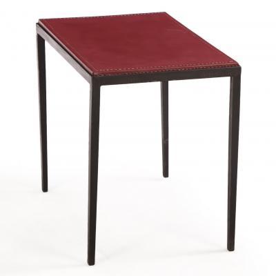 Jean Michel Frank Iron and Leather Side Table in the manner of Jean Michel Frank Contemporary