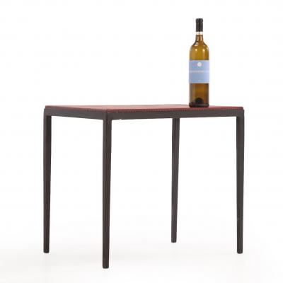 Jean Michel Frank Iron and Leather Side Table in the manner of Jean Michel Frank Contemporary