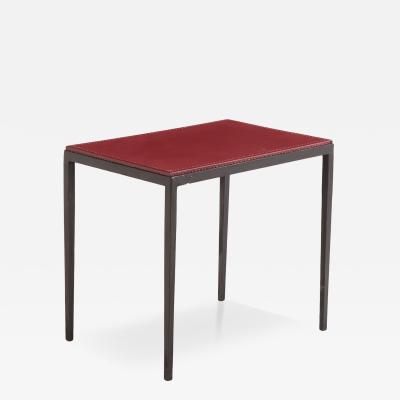 Jean Michel Frank Iron and Leather Side Table in the manner of Jean Michel Frank Contemporary