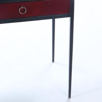 Jean Michel Frank Iron red leather writing desk having two drawers manner of Jean Michel Frank