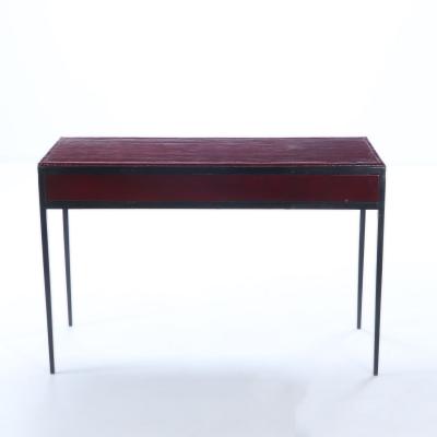 Jean Michel Frank Iron red leather writing desk having two drawers manner of Jean Michel Frank