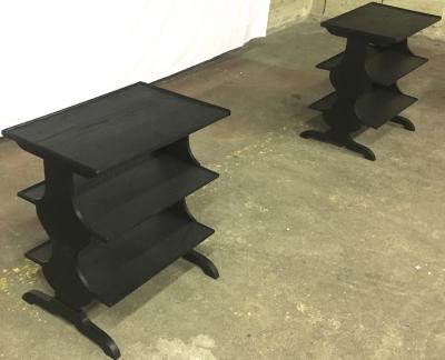 Jean Michel Frank J M Frank attributed Rare Pair of Black 3 Tier Side Tables